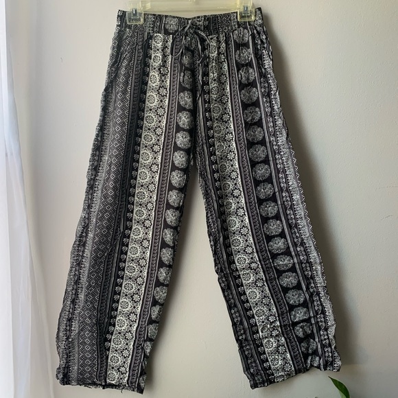WIDE LEG BOHO FLARE PANTS - Picture 1 of 3